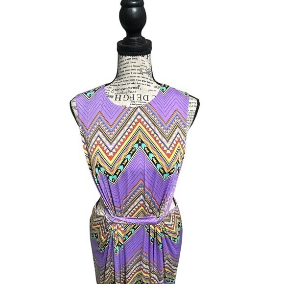 Tbags Los Angeles Zig Zag Print Sleeveless Side Cut Outs M Colorful‎ retro fairy - Picture 2 of 7